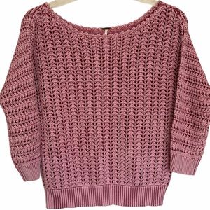 FREE PEOPLE Chunky Knit Pink Sweater,Size L